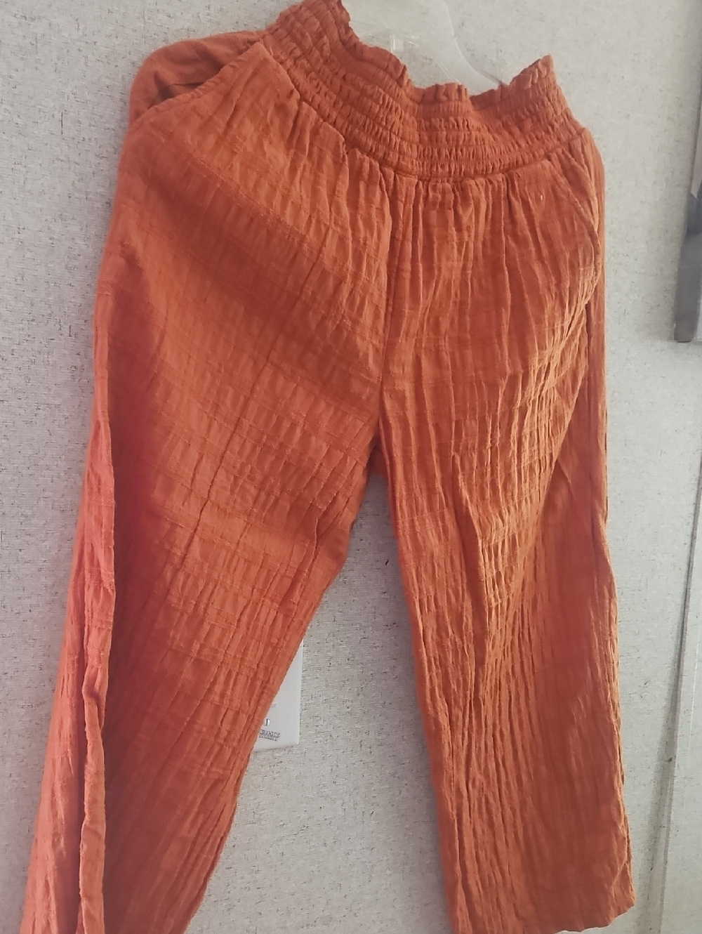 aerie Rust Orange Smocked-Waist Top